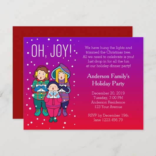 Kerstmis Koraal Winter Party uitnodiging (Voorkant / Achterkant)