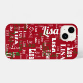 Kerstmis korte naam Herhalend Pattern Red White i iPhone Hoesje (Achterkant horizontaal)