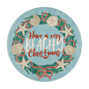 Kerstmis Kust Tropische Zee Schelp Krans -Aqua Snijplank
