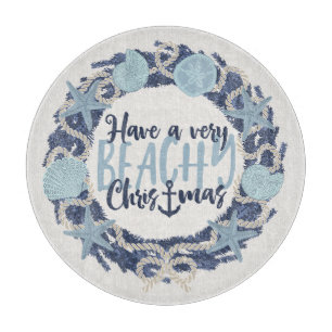 Kerstmis Kust Tropische Zee Schelp Krans -Blauw Snijplank