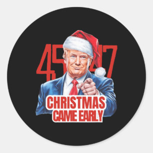 Kerstmis kwam vroeg grappig Donald Trump Kerstman Ronde Sticker