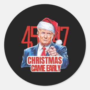 Kerstmis kwam vroeg grappig Donald Trump Kerstman Ronde Sticker