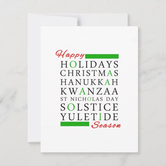 Kerstmis Kwanzaa Hanukkah Solstice Yuletide Feestdagenkaart (Voorkant)