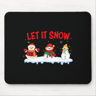Kerstmis Laat Het Sneeuw Sneeuwman Winter Kerstmis Muismat