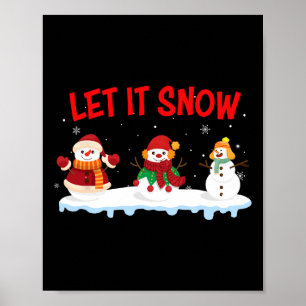 Kerstmis Laat Het Sneeuwen Sneeuwman Winter Xmas V Poster