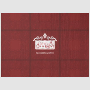 Kerstmis laat het sneeuwige Typografie Red White F Tissuepapier