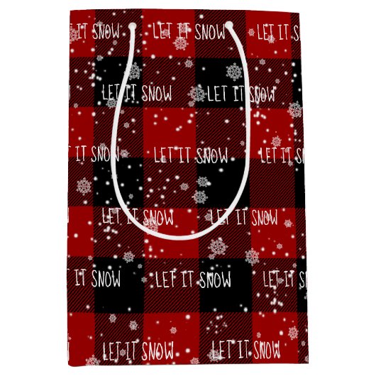 kerstmis LAAT IT SNEEUW-tekst in Snowflakes Medium Cadeauzakje (Voorkant)