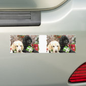 Kerstmis - LabraDoodle Miller - Golden Retriever Bumpersticker (Op auto)