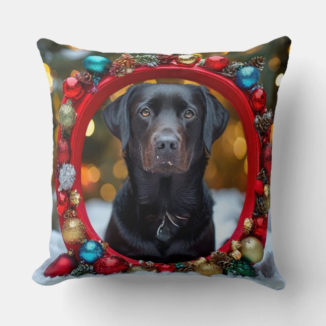 Kerstmis Labrador hond Kussen (Voorkant)