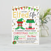 Kerstmis Laten we opgetogen uitnodiging krijgen (Staand voorkant)