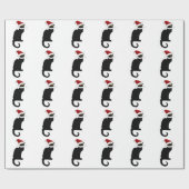 Kerstmis Le Chat Noir met Santa Hat Cadeaupapier (Vlak)