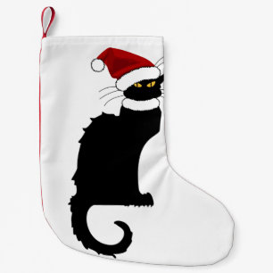 Kerstmis Le Chat Noir met Santa Hat Kleine Kerstsok
