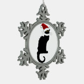 Kerstmis Le Chat Noir Tin Sneeuwvlok Ornament (Links)