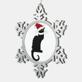 Kerstmis Le Chat Noir Tin Sneeuwvlok Ornament (Rechts)