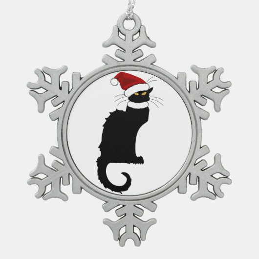 Kerstmis Le Chat Noir Tin Sneeuwvlok Ornament (Voorkant)