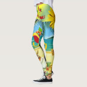 Kerstmis Leggings, Strand Bum Santa Leggings (Links)