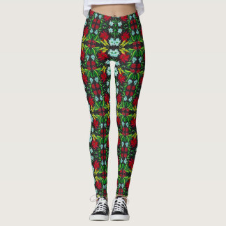Kerstmis Leggings van Poinsettia Vrouwenkreet