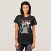 Kerstmis Lelijke trui Grappige Kerstmis Kat T-shirt (Voorkant volledig)