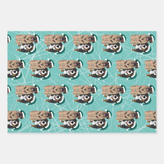 Kerstmis Leonberger en Bernese Mountain Dog Inpakpapier Vel (Voorkant 3)