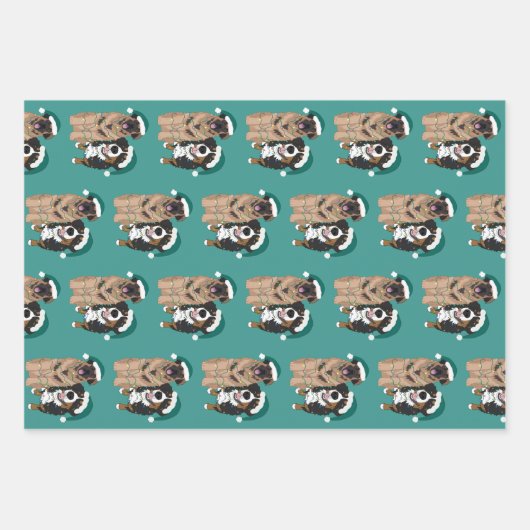Kerstmis Leonberger en Bernese Mountain Dog Inpakpapier Vel (Voorkant 2)