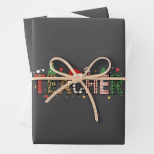 Kerstmis leraar alfabet leraren cadeau student inpakpapier vel