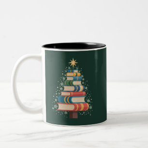 Kerstmis Leraar Boeken Boom Kerstmis Lezen Vakanti Tweekleurige Koffiemok