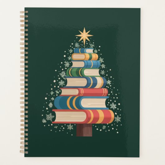 Kerstmis Leraar Boeken Boom Xmas Lezen Vakantie Planner (Voorkant)