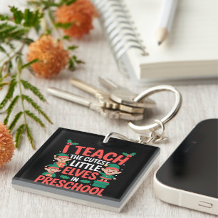 Kerstmis Leraar Ik Leer Cute Elfen Preschool Sleutelhanger