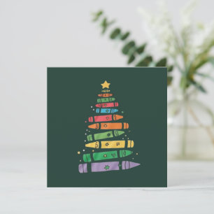 Kerstmis Leraar Kleurpotlood Boom Mooie Kerstlicht Kaart