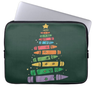 Kerstmis Leraar Potlood Boom Mooie Kerstlichten Laptop Sleeve