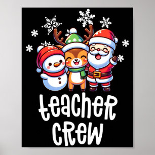 Kerstmis leraar team kerstman sneeuwman vakantie poster