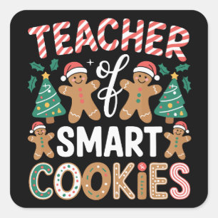 Kerstmis Leraar Van Slimme Koekjes Peperkoek Vierkante Sticker