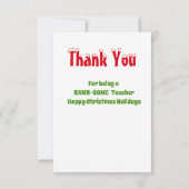 Kerstmis Lerarendag Kinderen Dinosaur Platte Bedankkaart (Achterkant)