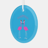 Kerstmis Lesbische Flamingo's Flamingo Belles Glas Ornament (Voorkant links)