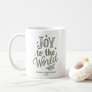 Kerstmis lettertype taupe groen koffiemok