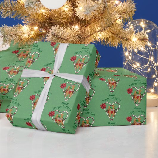 Kerstmis Leuke Gingerbread Candy Cane Gepersonalis Cadeaupapier (Feestdagen)