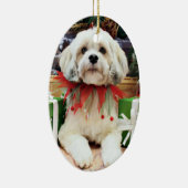 Kerstmis - Lhasa Apso - Muffie Keramisch Ornament (Rechts)