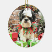 Kerstmis - Lhasa Apso - Parker Keramisch Ornament (Links)