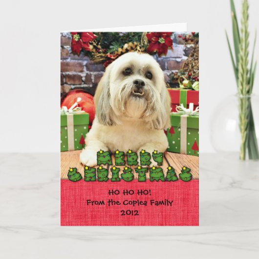 Kerstmis - Lhasa Apso - Solo Feestdagen Kaart (Voorkant)