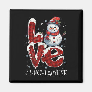 Kerstmis Liefde Sneeuwman Lunch Lady Life Fun Xmas Magneet
