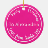 Kerstmis liefde van de kerstman gepersonaliseerd h keramisch ornament (Achterkant)