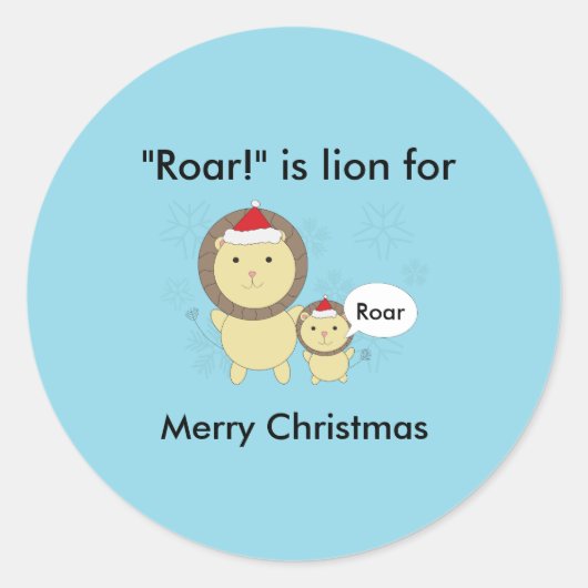 Kerstmis Lion Roar Snowflake Funny personaliseren Ronde Sticker (Voorkant)