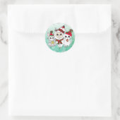 Kerstmis, Llama, Kitten en Mouse Holiday Ronde Sticker (Tas)