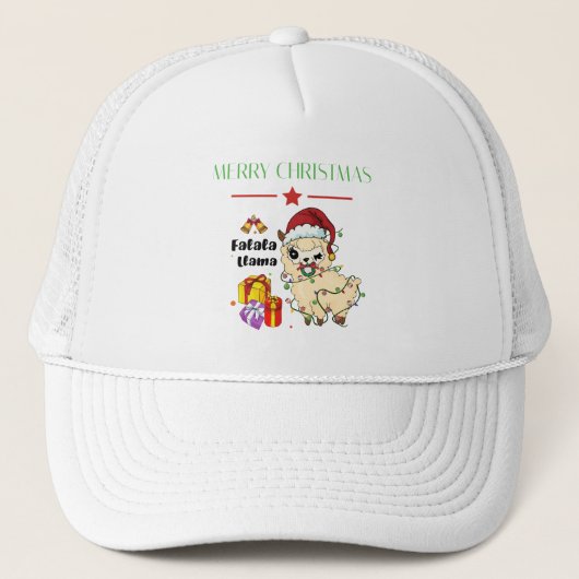 Kerstmis Llama Trucker Hat Pet (Voorkant)