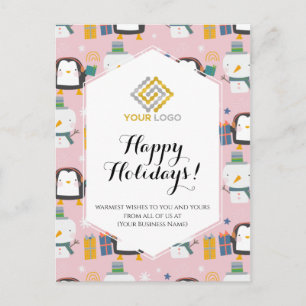 Kerstmis Logo Cute Penguins Snowmen Business Briefkaart