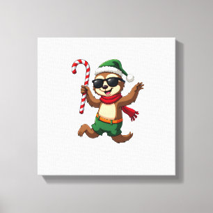Kerstmis Luiaard Elf Pepermunt Snoepstok Trui Gi Canvas Afdruk