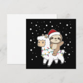 Kerstmis luiaard lama sneeuw winter dieren uitnodi kaart (Voorkant / Achterkant)