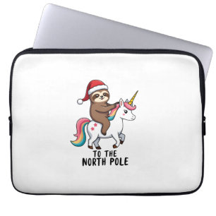 Kerstmis Luiaard Ridding Eenhoorn Grappig Meisje K Laptop Sleeve