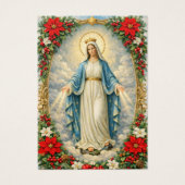 Kerstmis Maagd Maria Memorare Gebed Poinsettia Visitekaartje (Voorkant)