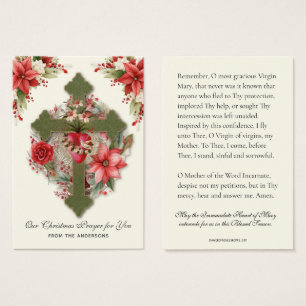 Kerstmis Maagd Maria Memorare Gebed Poinsettia Visitekaartje